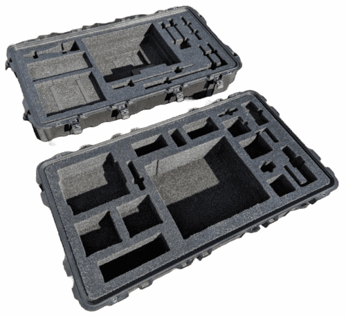 Medical kit case with custom foam cavities in both the base and lid