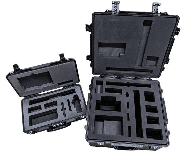 Two open injection molded cases with custom foam